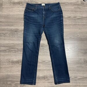 St Johns Bay Womens Straight Leg Jeans Size 12 Dark Wash Blue Mid Rise 32x29 in